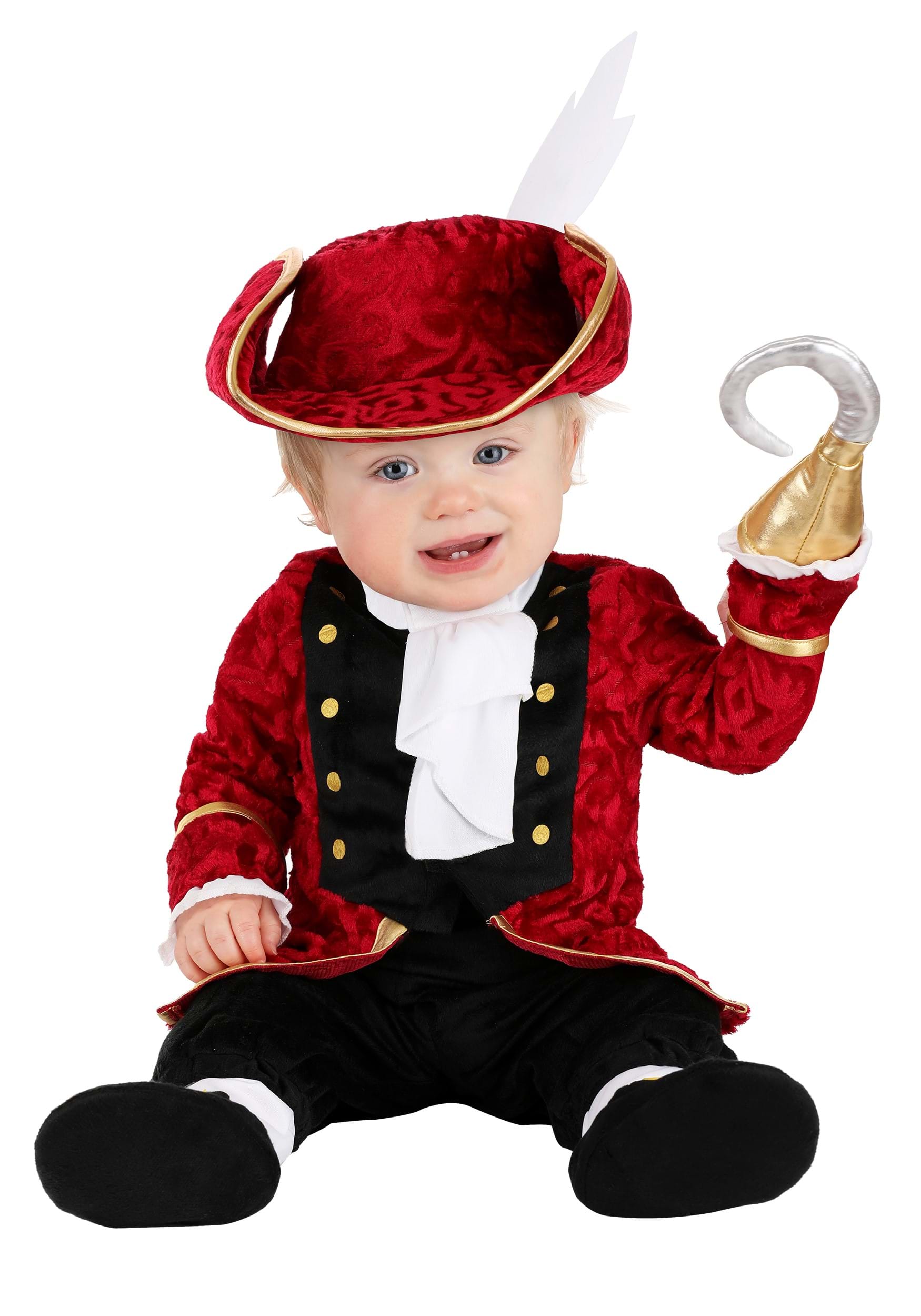 12-18 Months Charming Captain Hook Infant Costume, Black/White/Red