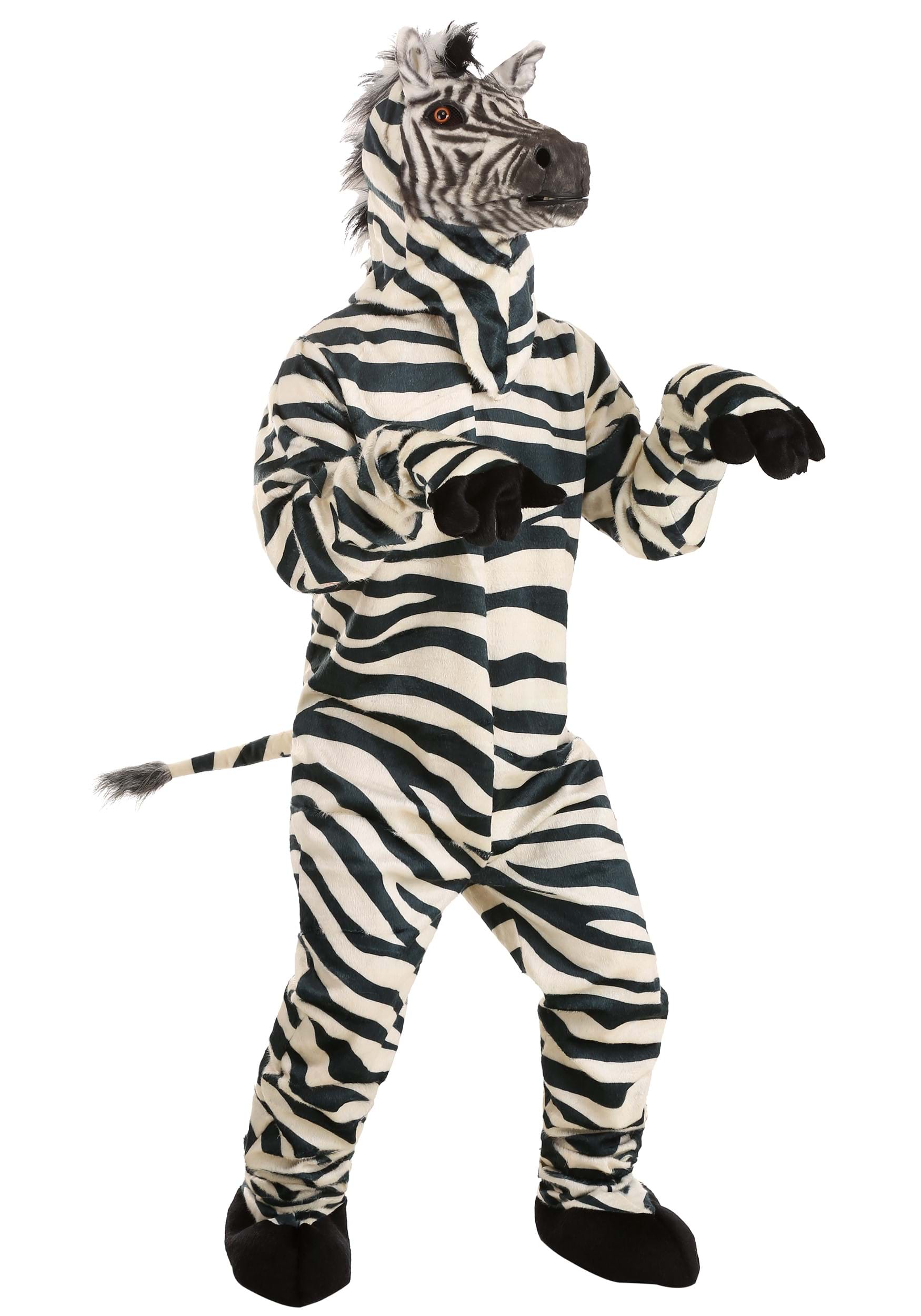 Photos - Fancy Dress Zebra FUN Costumes  Mascot with Mouth Mover Mask for Adults Black/White 