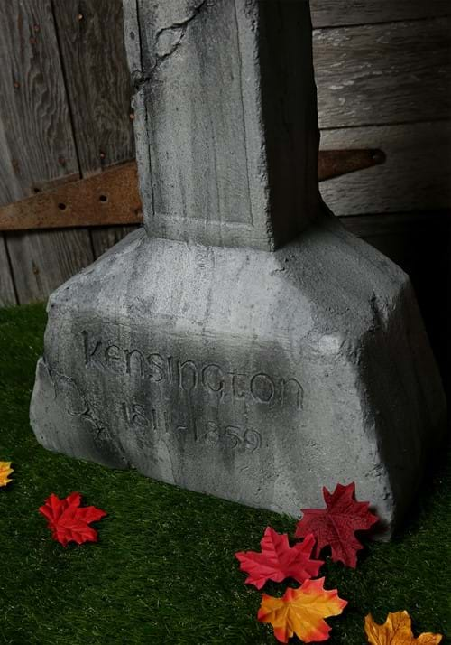 40-Inch Weathered Cross Gravestone Prop | Tombstone Decorations