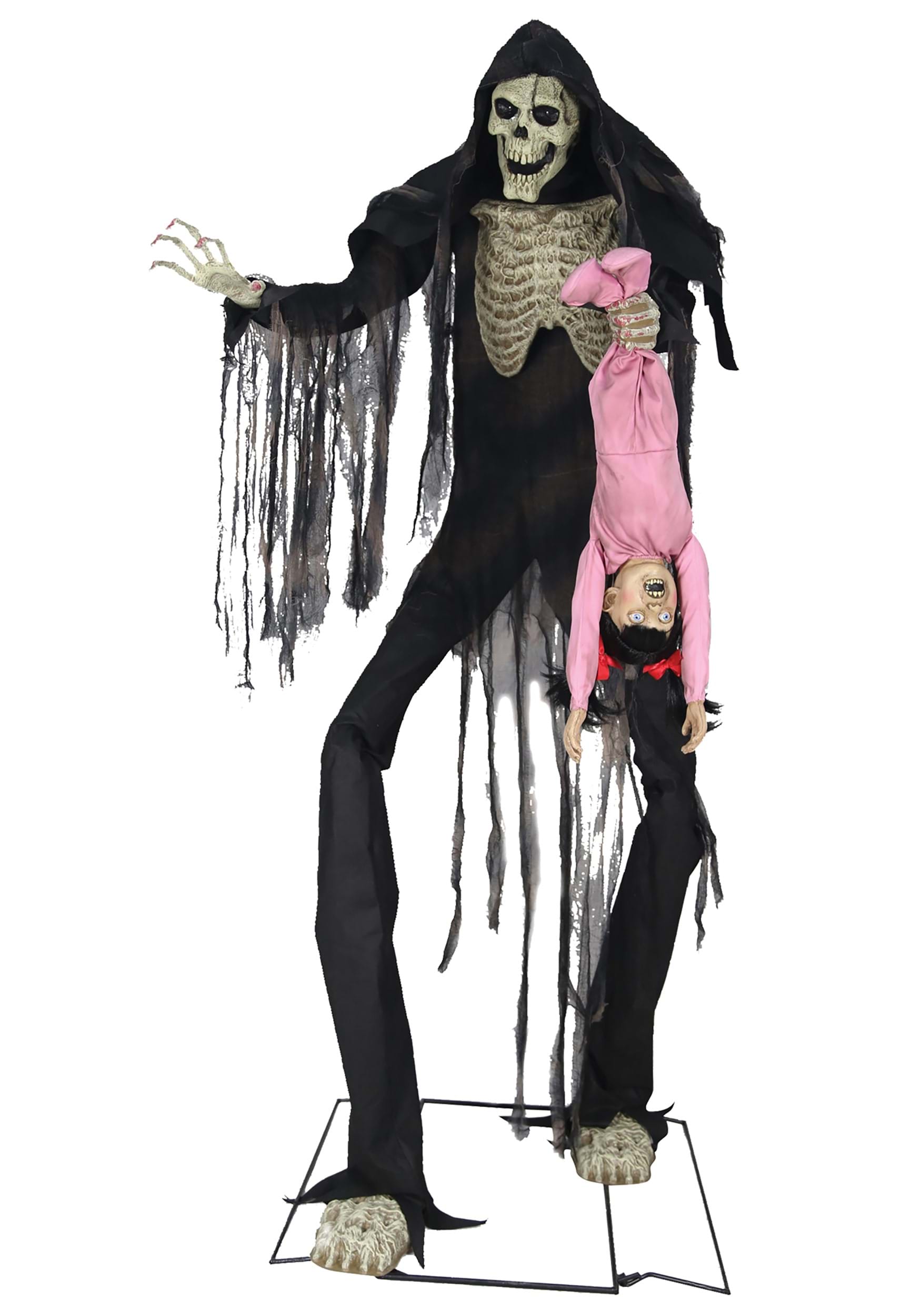 Photos - Other Decoration Morris Costumes 7FT Animated Towering Boogey Man with Kid Halloween Prop | Scary Decorations Black/Brown/Pink 