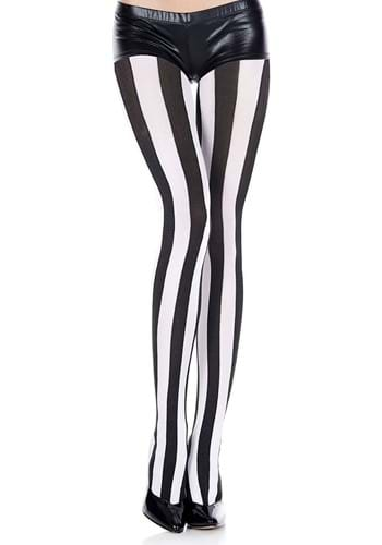 Black and White Vertical Striped Tights - Inspire Uplift