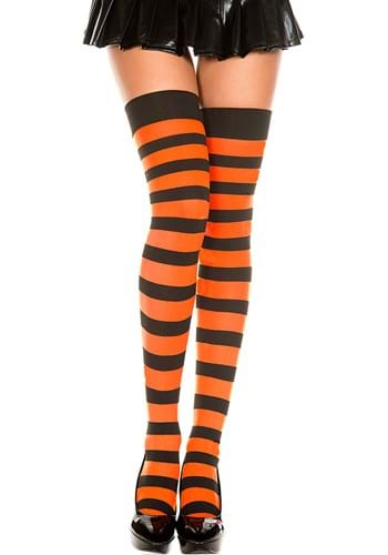 Black and Orange Striped Thigh Highs