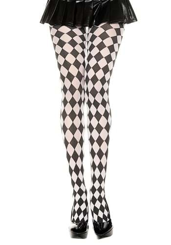 Luxury Divas Black & White Jester Diamond Harlequin Tights at   Women's Clothing store: Leggings Pants