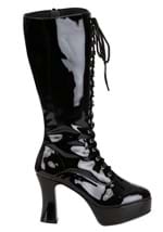 Women's Sexy Black Faux Leather Knee High Boots Alt 1