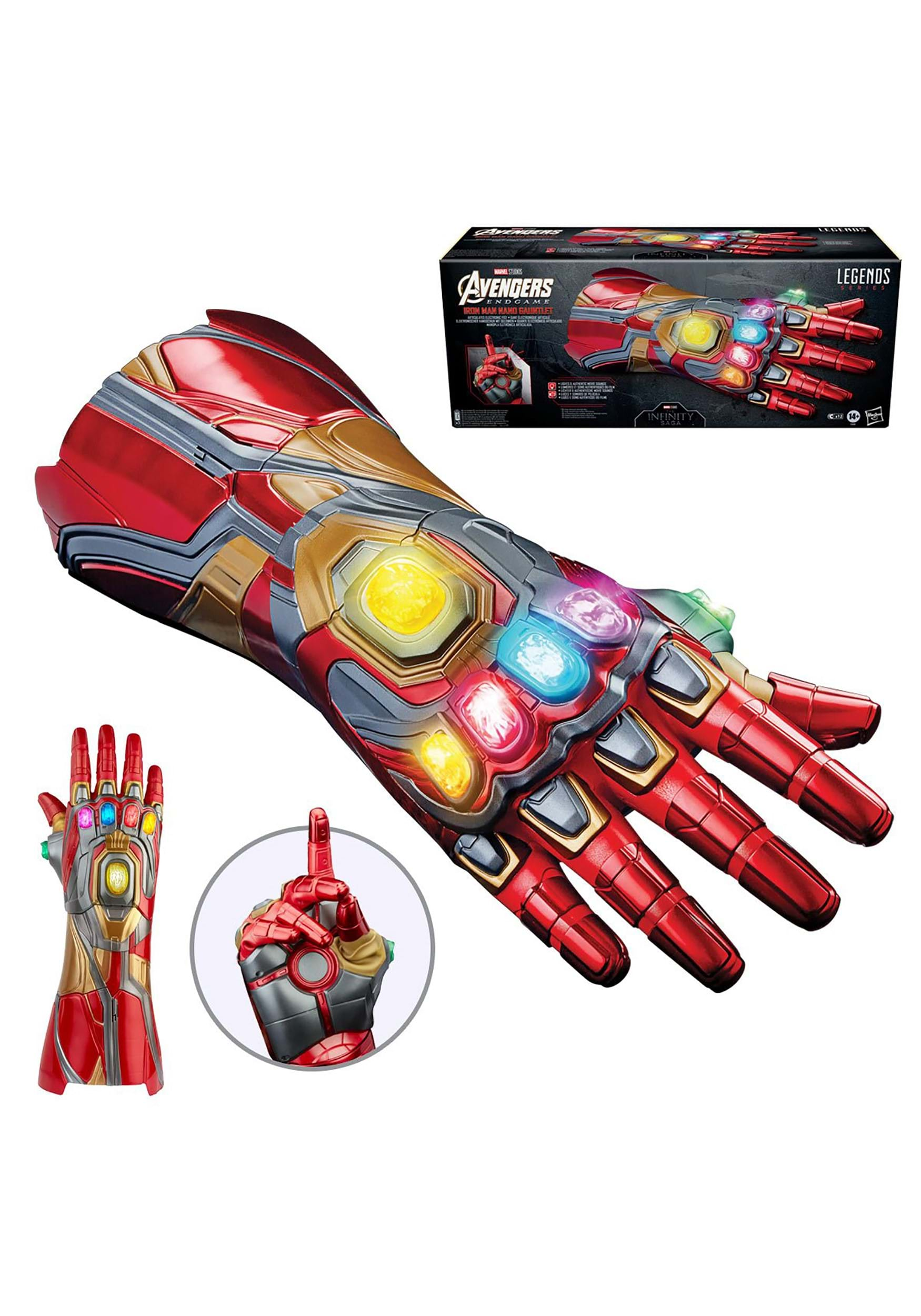 Kids Iron Man Tony Thanos Infinity Gauntlet Gloves Avengers 4 with LED  light 