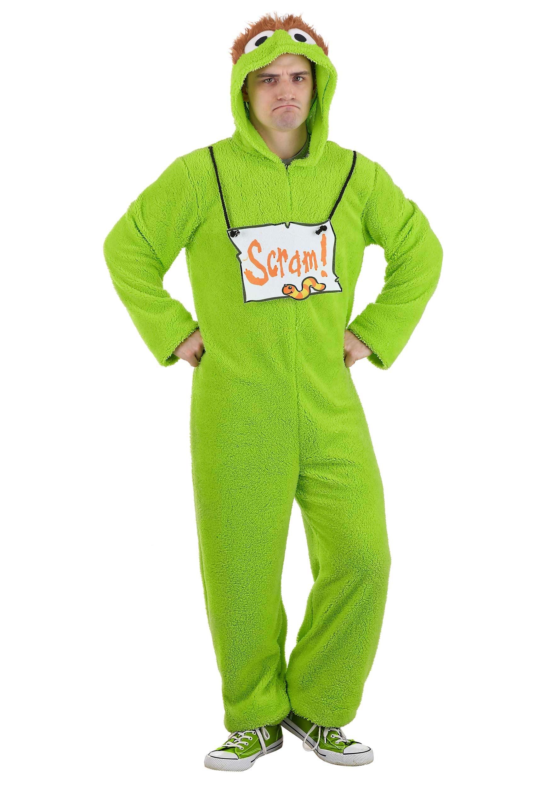 Photos - Fancy Dress Sesame Street FUN Costumes Adult  Oscar the Grouch Jumpsuit Costume | Sesam 