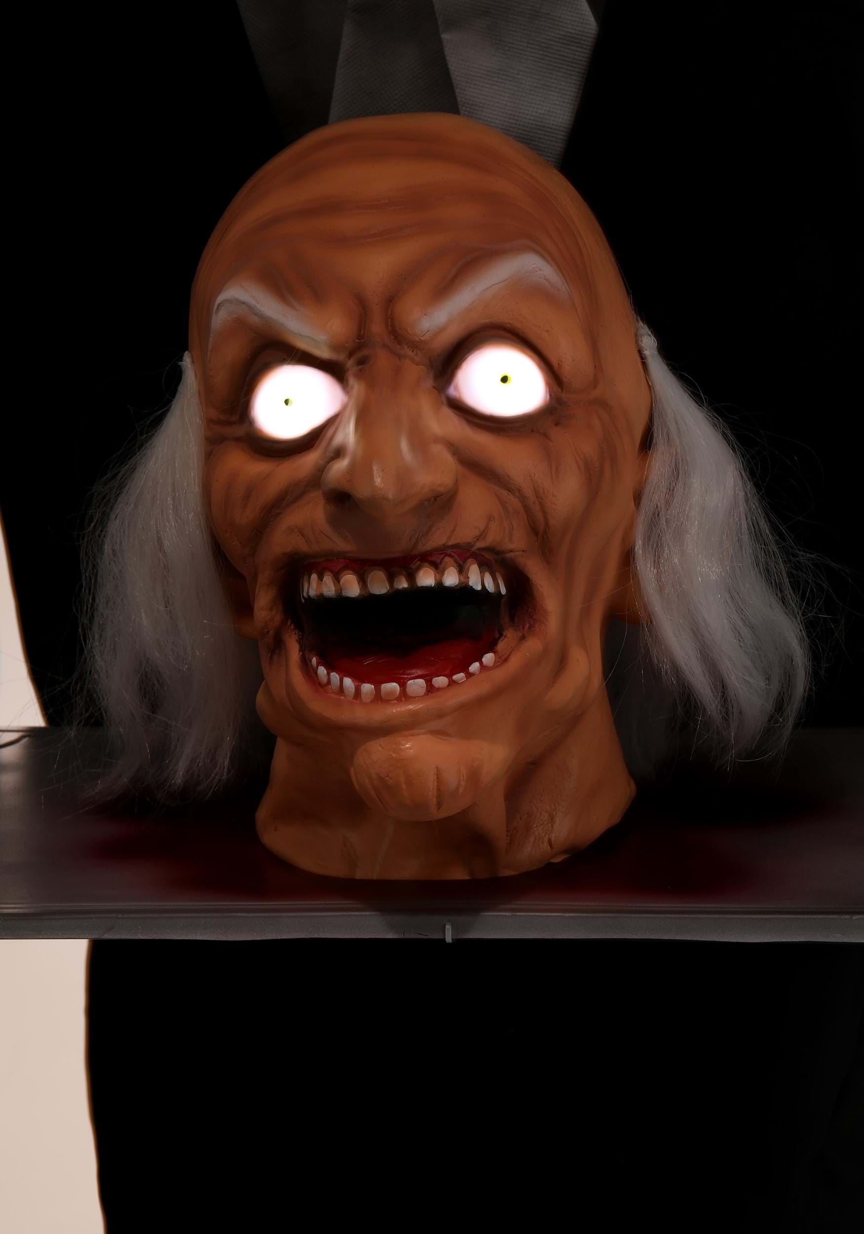 5FT Animated Head On A Platter Butler Prop , Scary Decorations