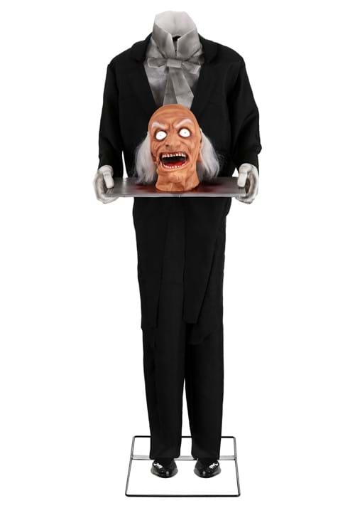 5FT Animated Head on a Platter Butler Prop | Scary Decorations