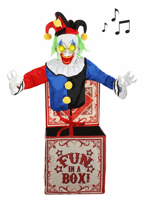 4FT Horrifying Jack in Box Animatronic Halloween Prop Evil Clown