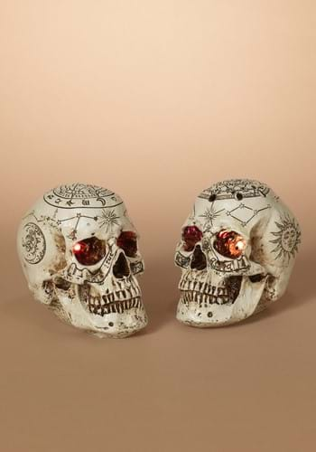 Set of 2 6 Inch Lighted Celestial Skulls UPD