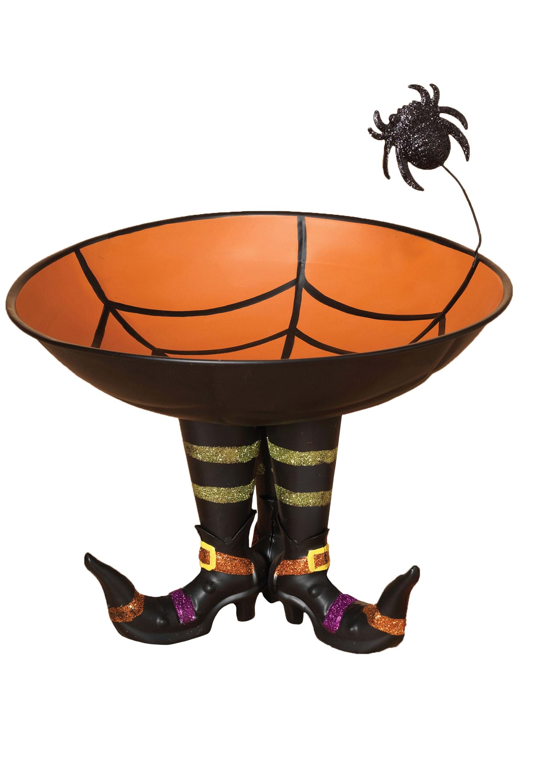 Tazón de caramelo de metal de 11.2 pulgadas en botas de brujas y decoración de arañas Multicolor Colombia