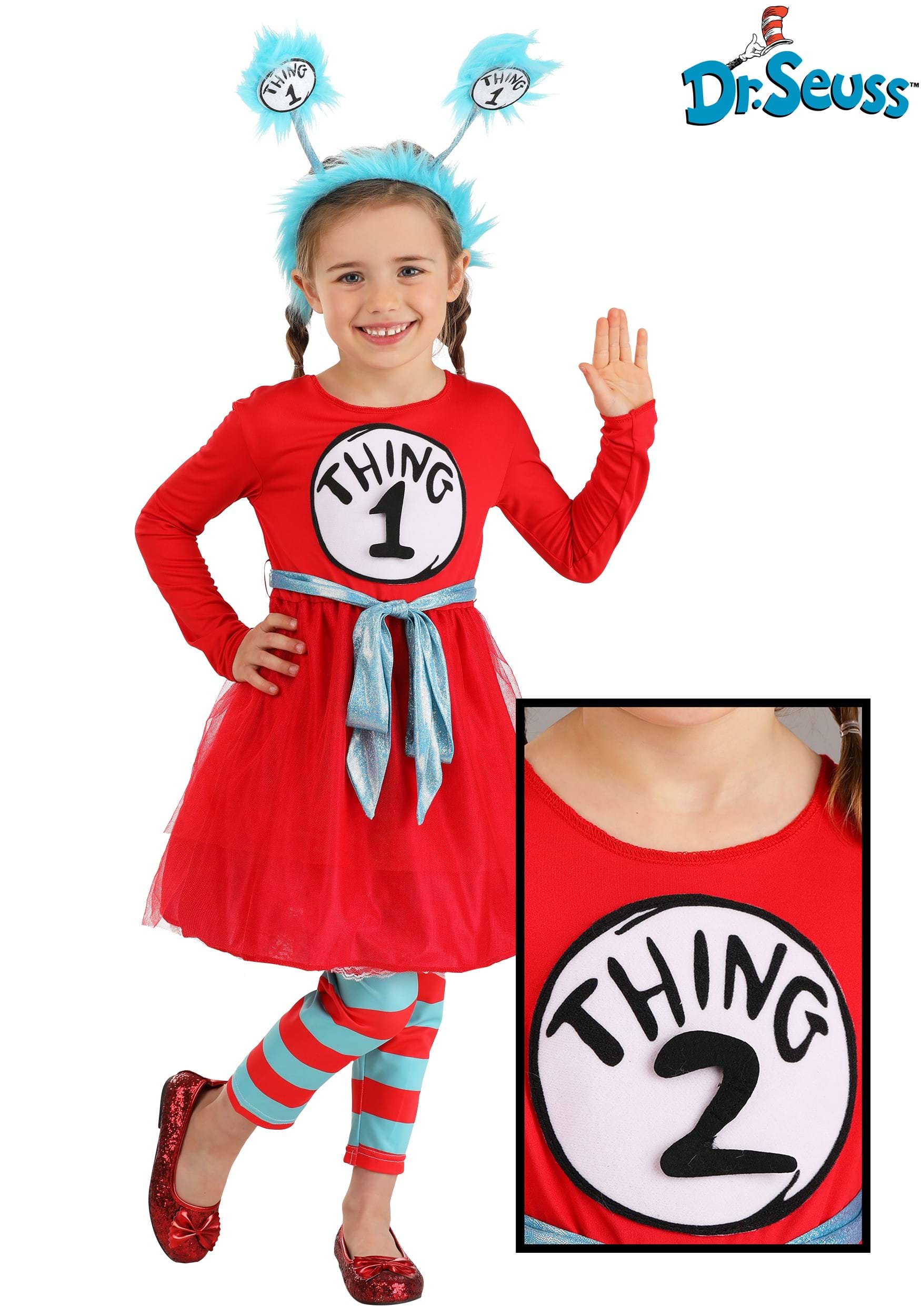 Dr. Seuss Thing 1 y 2 Disfraz de niñas para niños pequeños Multicolor