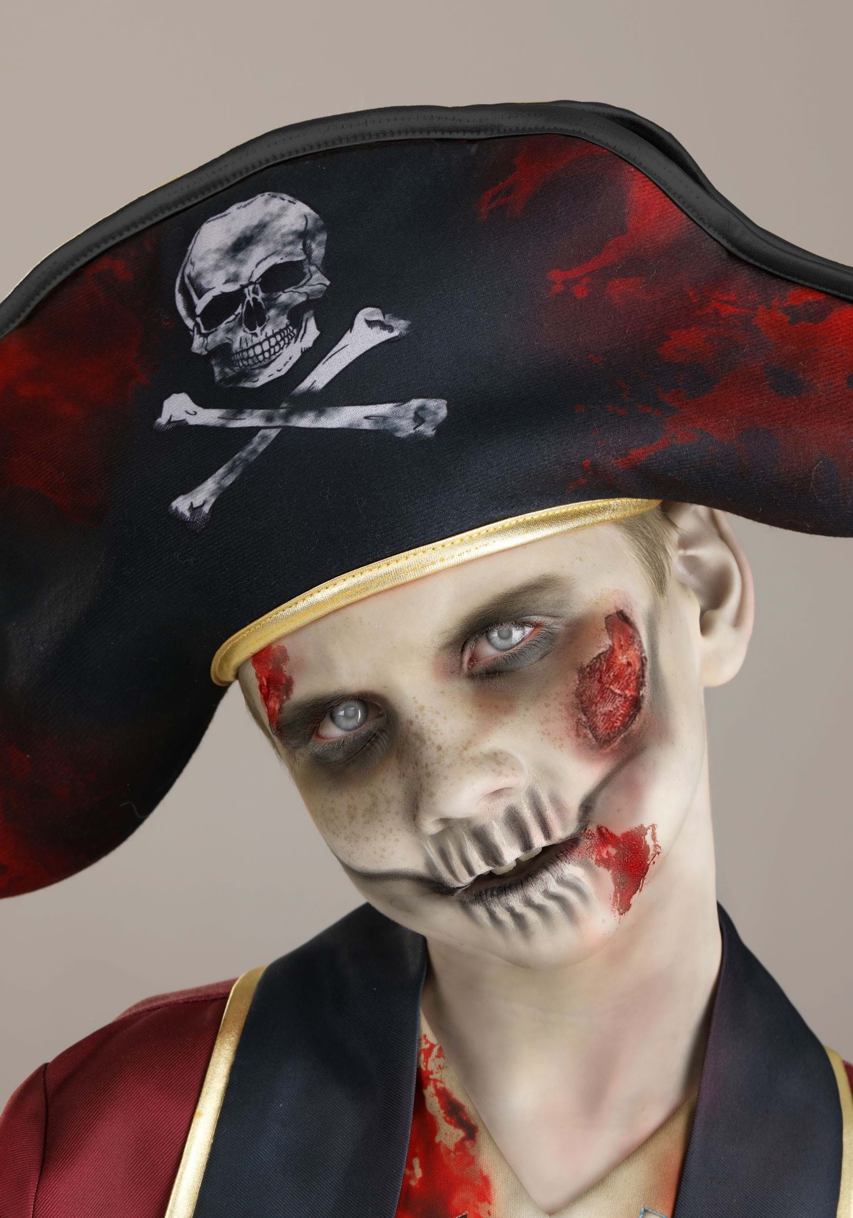 Adult Zombie Pirate Captain Hook Halloween Costume Mens Blackbeard Hat Belt  Hand