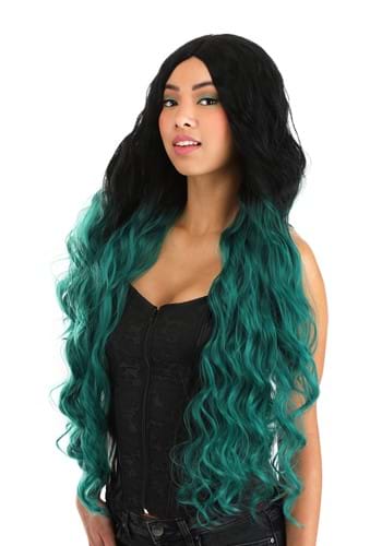 Women's Black and Green Ombre Wavy Long Costume Wig | Women's Wigs