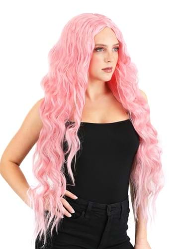 Women's Light Pink Long Wavy Wig