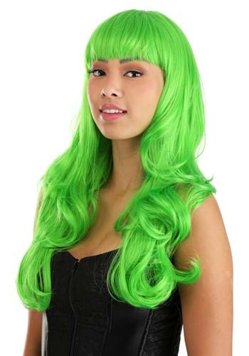 Bright Green Full Wavy Women's Wig
