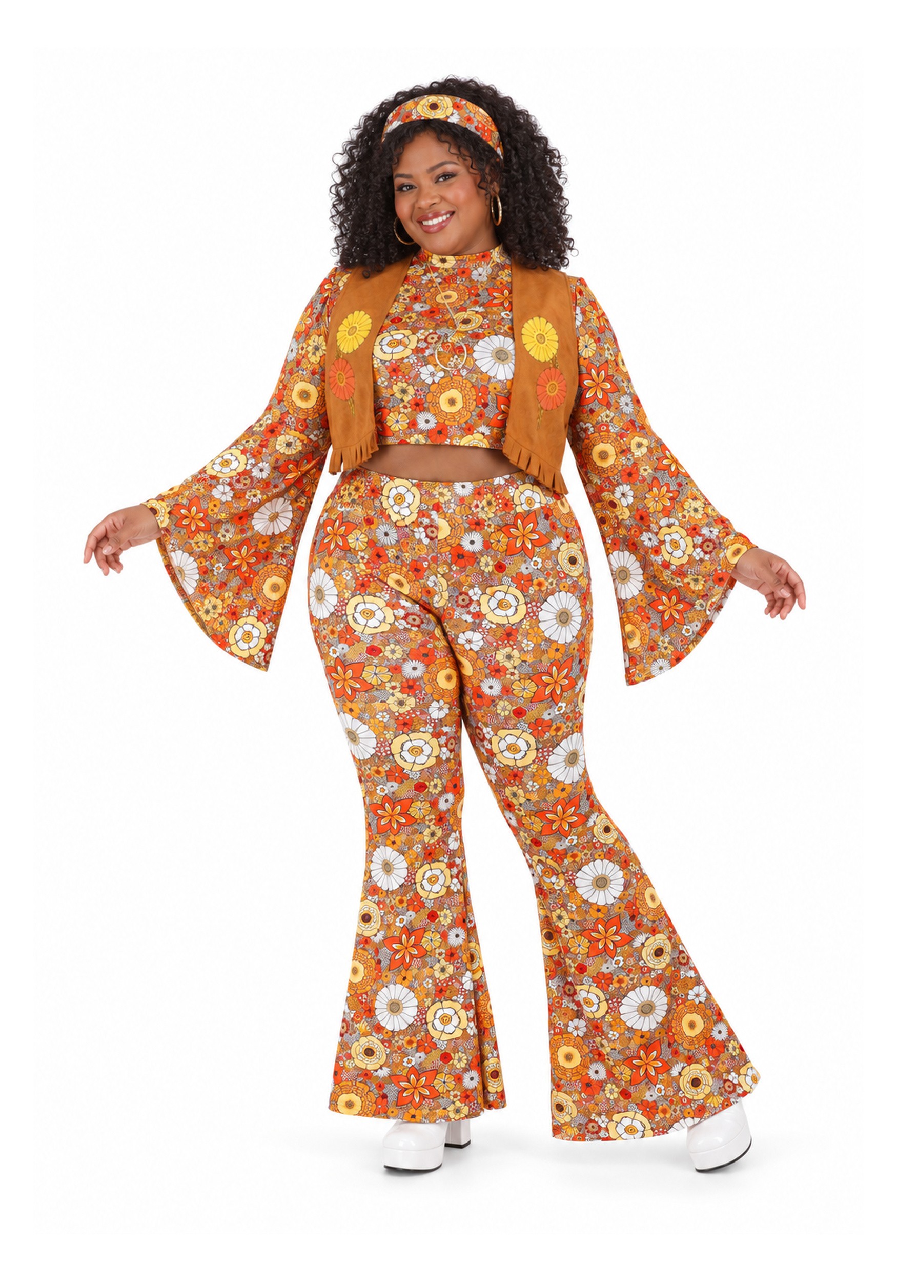 Women's Plus Size Autumn Flower Hippie Costume