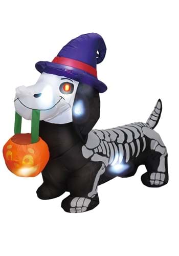 5FT Inflatable Wiener Dog Skeleton Halloween Decoration | Halloween Inflatables