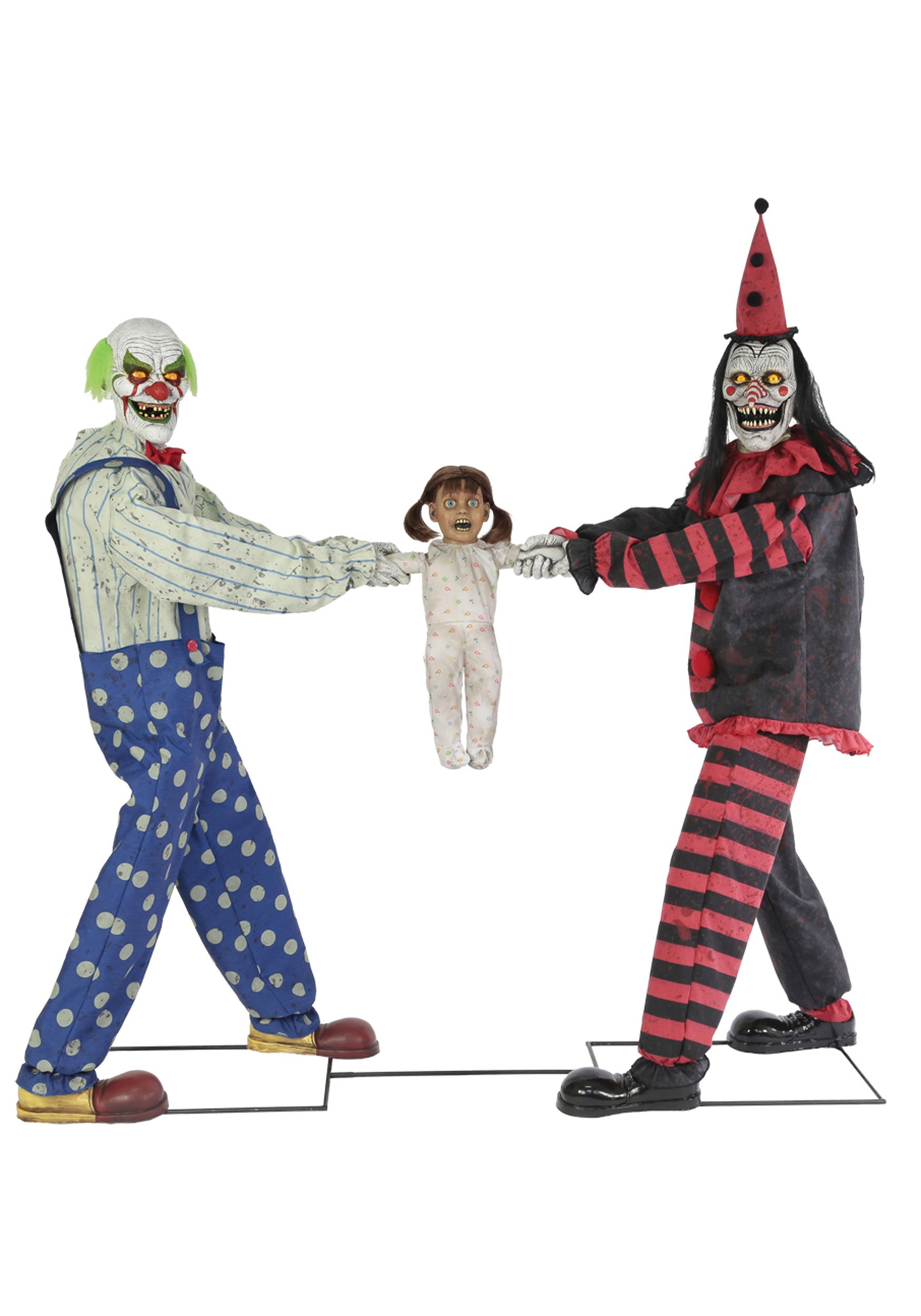 Animated Tug of War Evil Clowns Prop Decoration | Scary Decorations