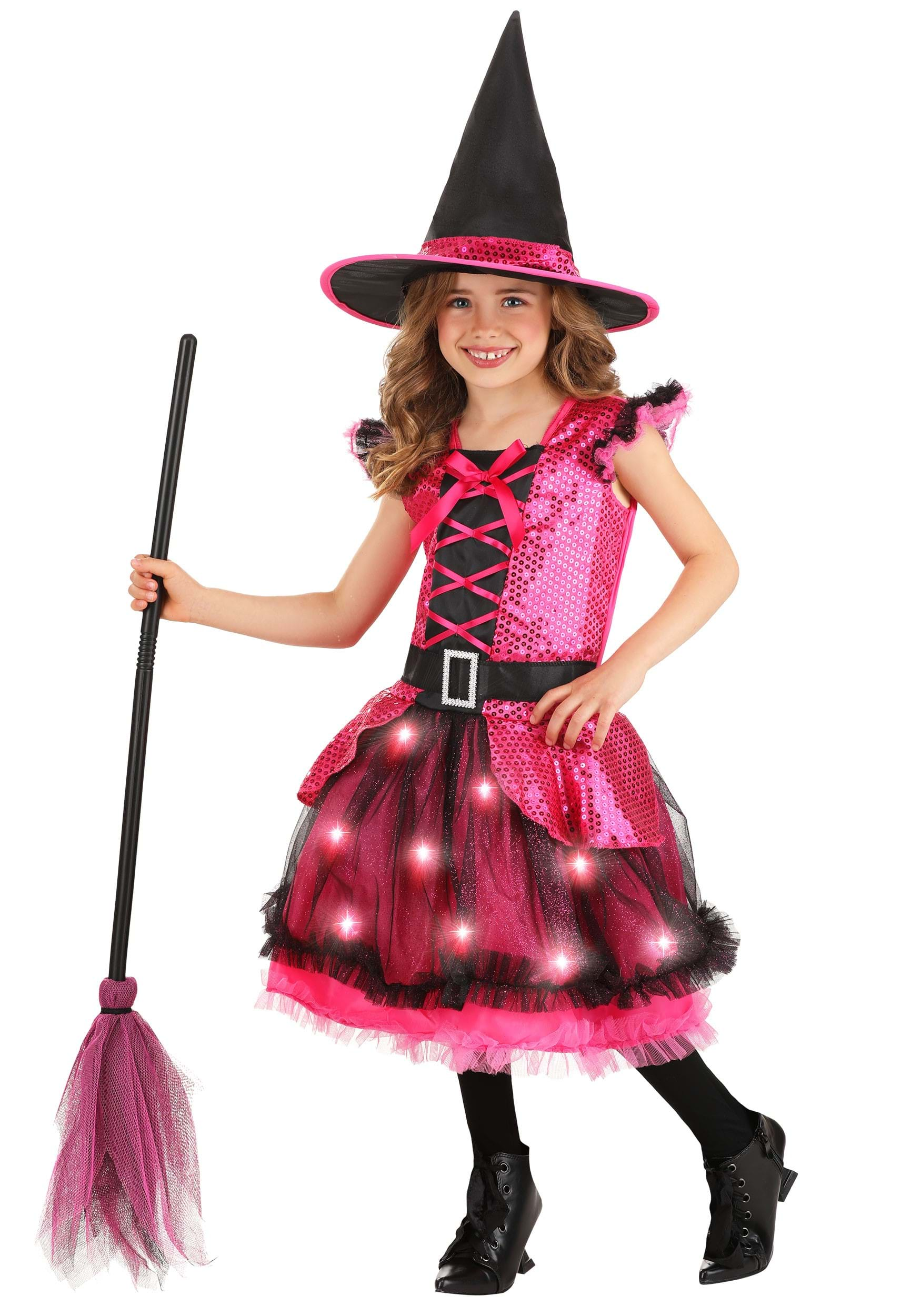 Pink Light Up Witch For Girls