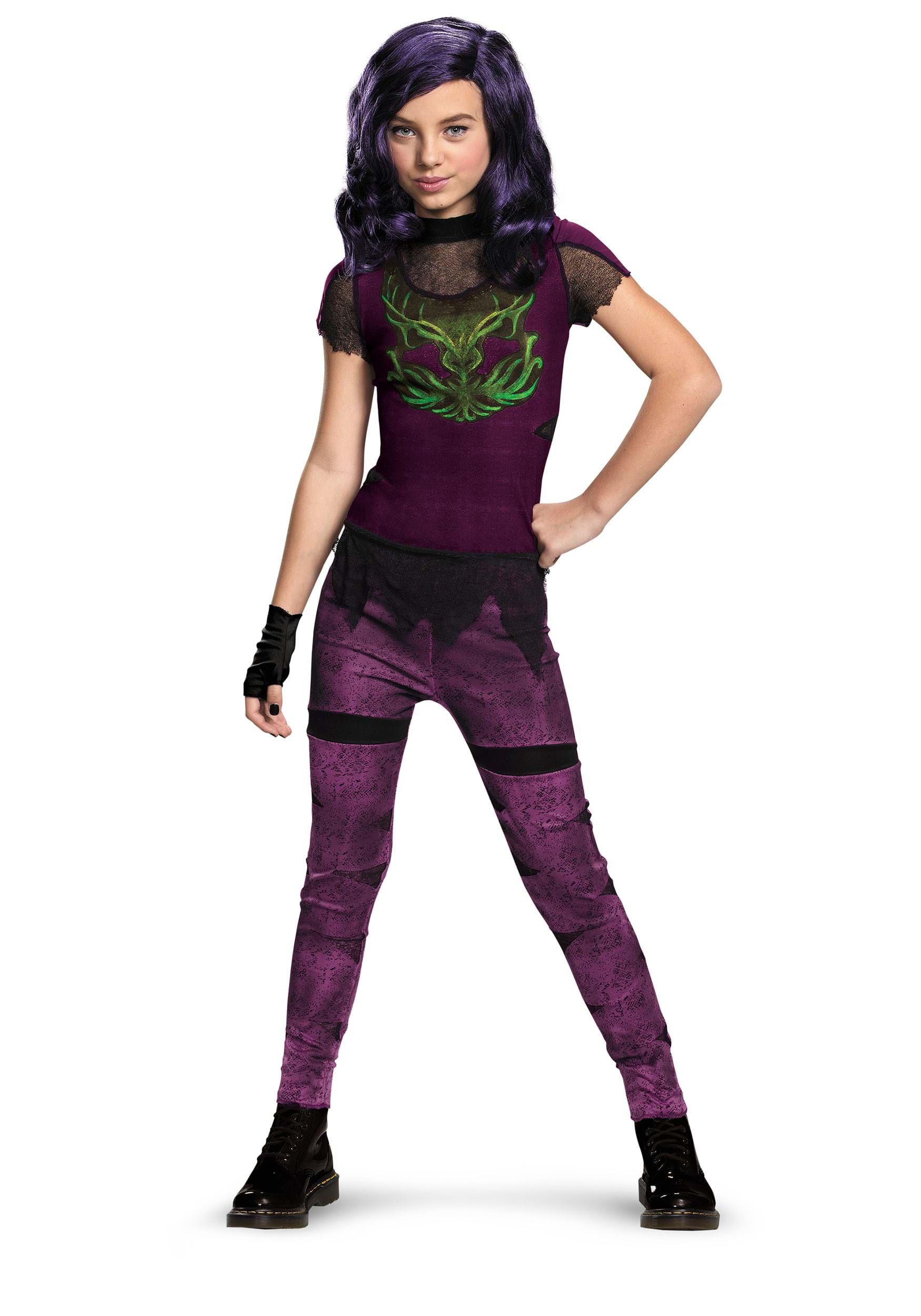 Girls Descendants 2 Audrey Mal Costume Jumpsuit With Gloves – Halloween Cosplay