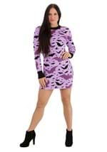 Black and Purple Bats Sweater Dress for Women Alt 5