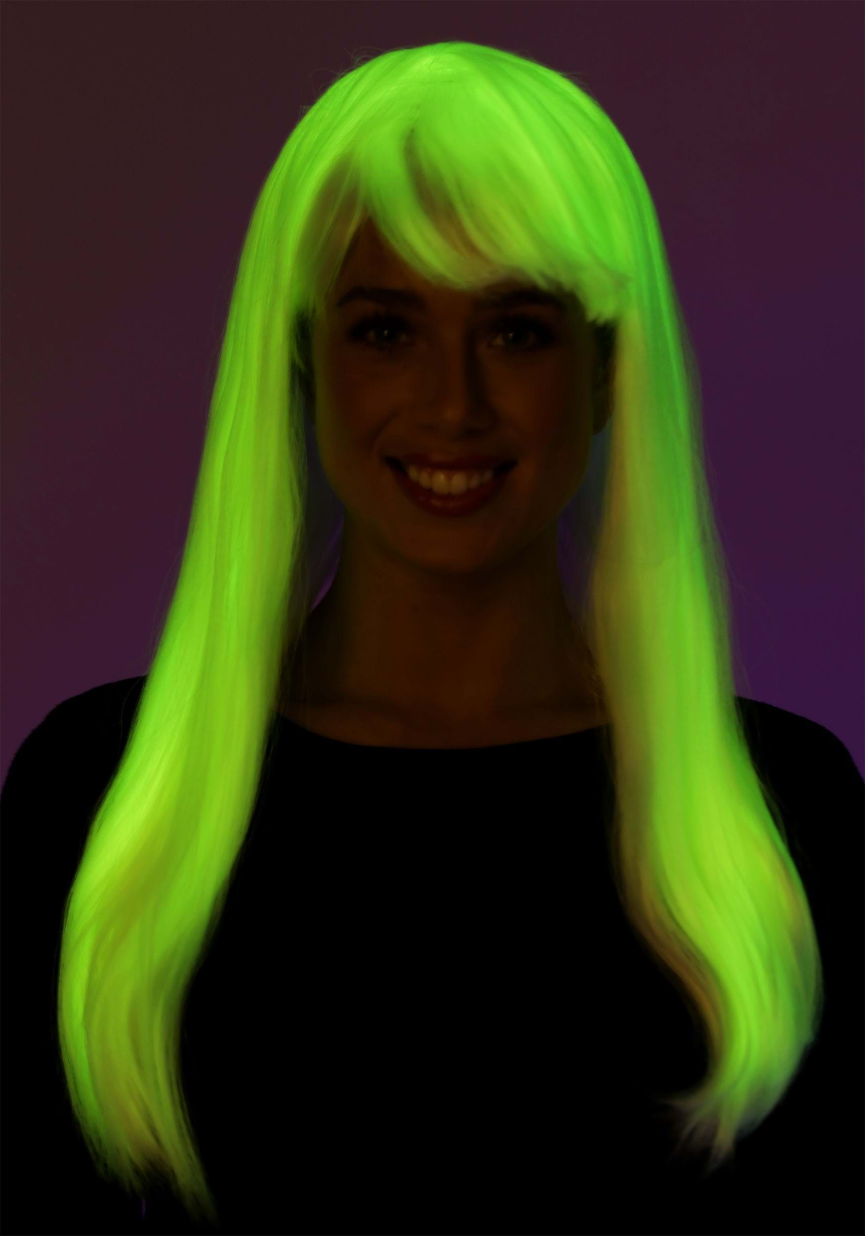 Women's White Glow In The Dark Long Wig