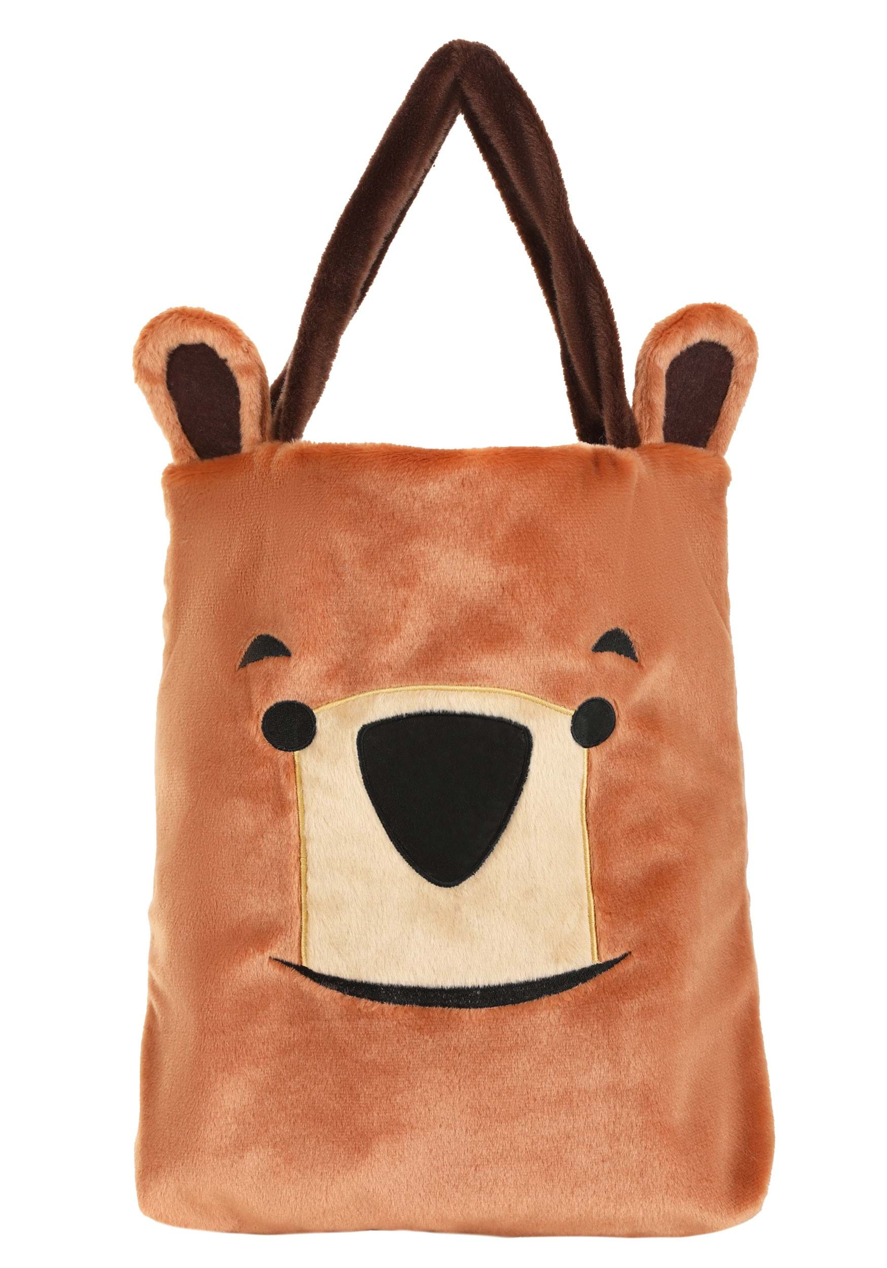 Fuzzy Brown Bear Candy Bag , Trick-or-Treat Bags/Pail