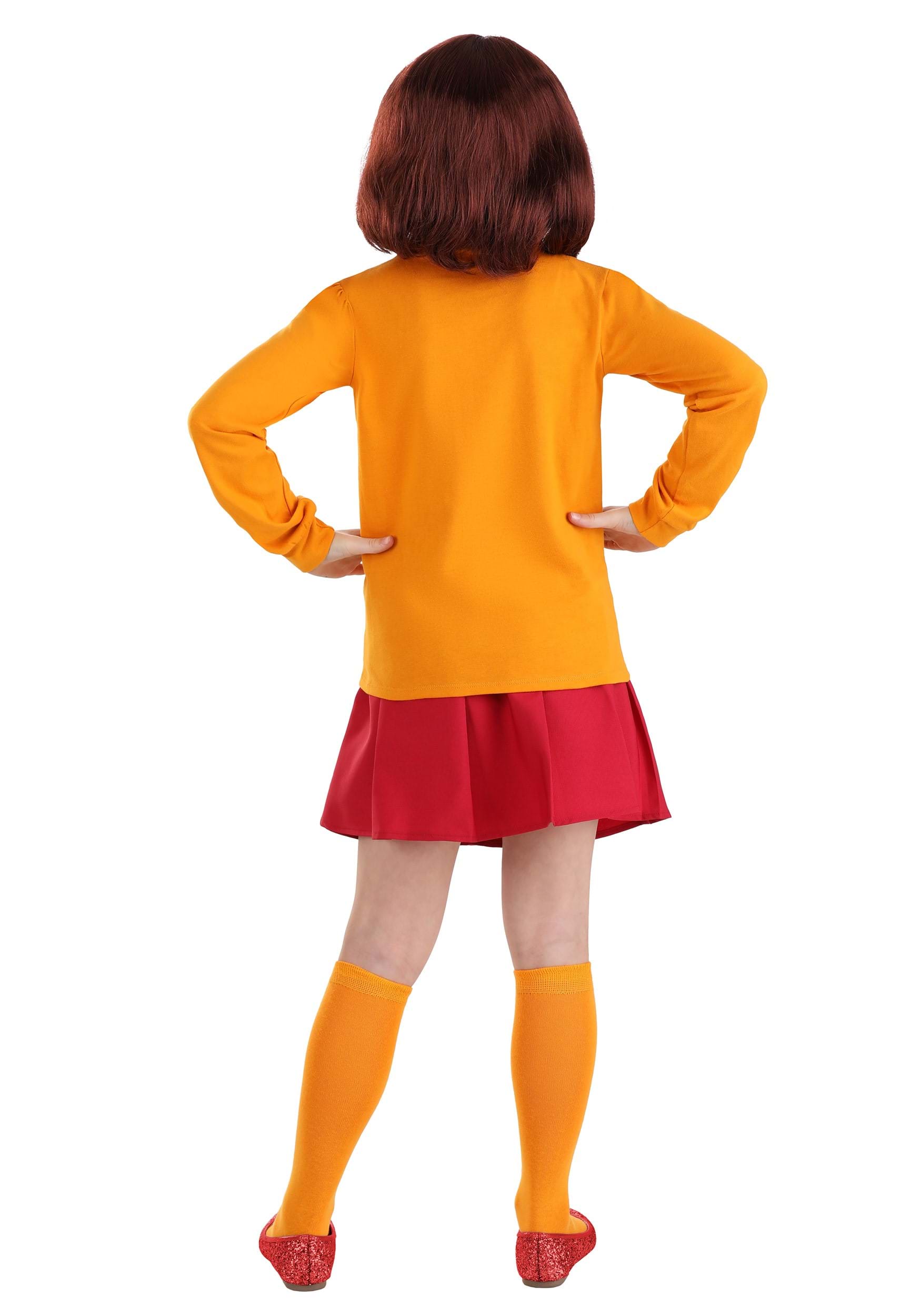 Adults VELMA Dinkley Fancy Dress Costume+Wig Scooby Doo Ladies Mystery  Detective