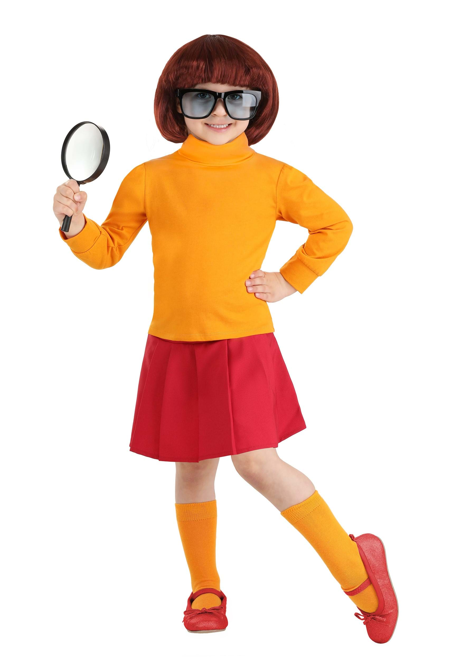 Adults VELMA Dinkley Fancy Dress Costume+Wig Scooby Doo Ladies Mystery  Detective