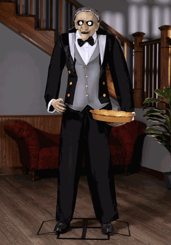 Evil Animated Greeter Butler Decoration GIF