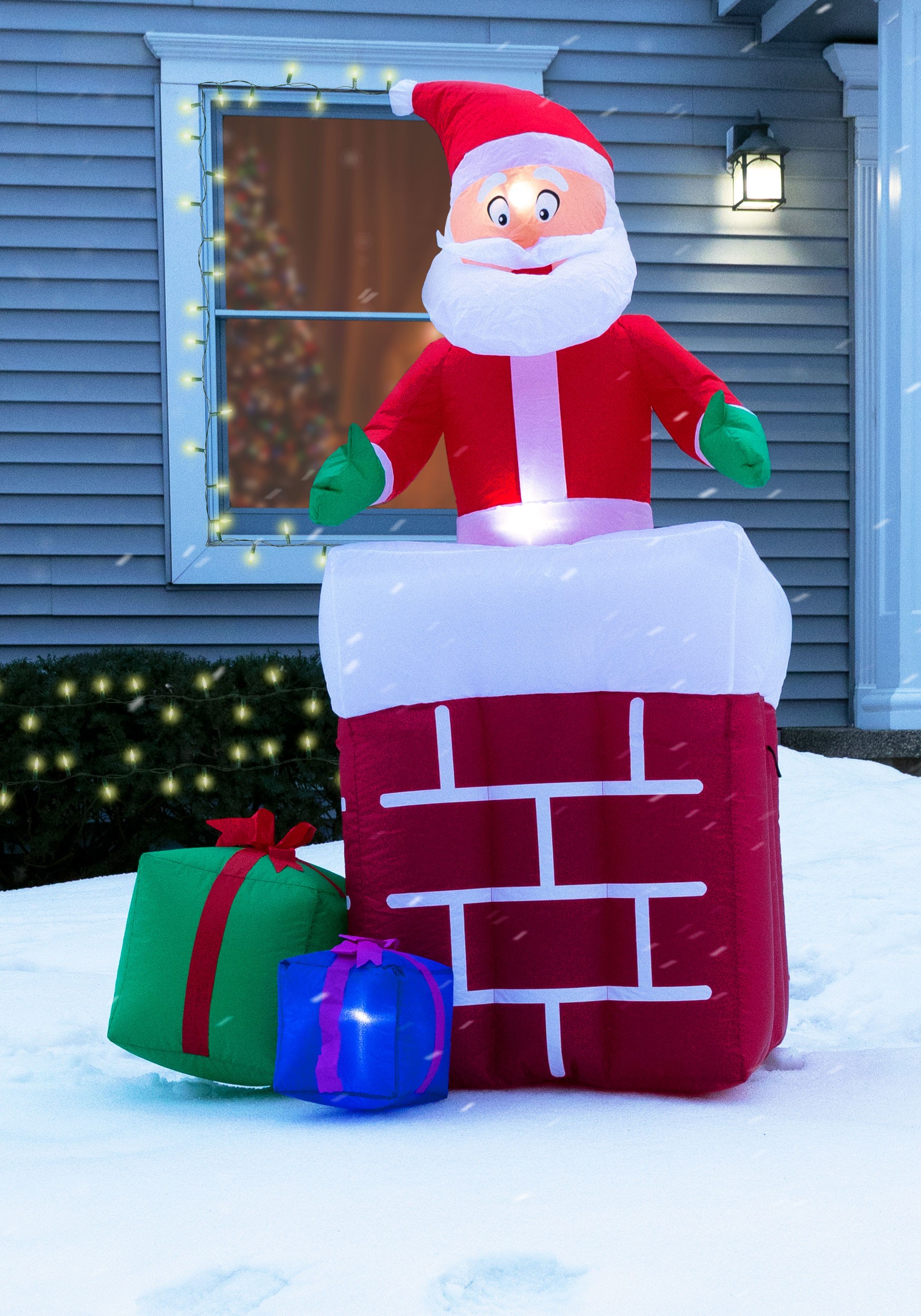 5ft Inflatable Santa in the Chimney Animated Holiday Decoration