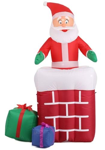 5ft Inflatable Santa in the Chimney Animated Decoration