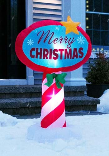 4FT Inflatable Santa Stop Here Sign Christmas Decoration