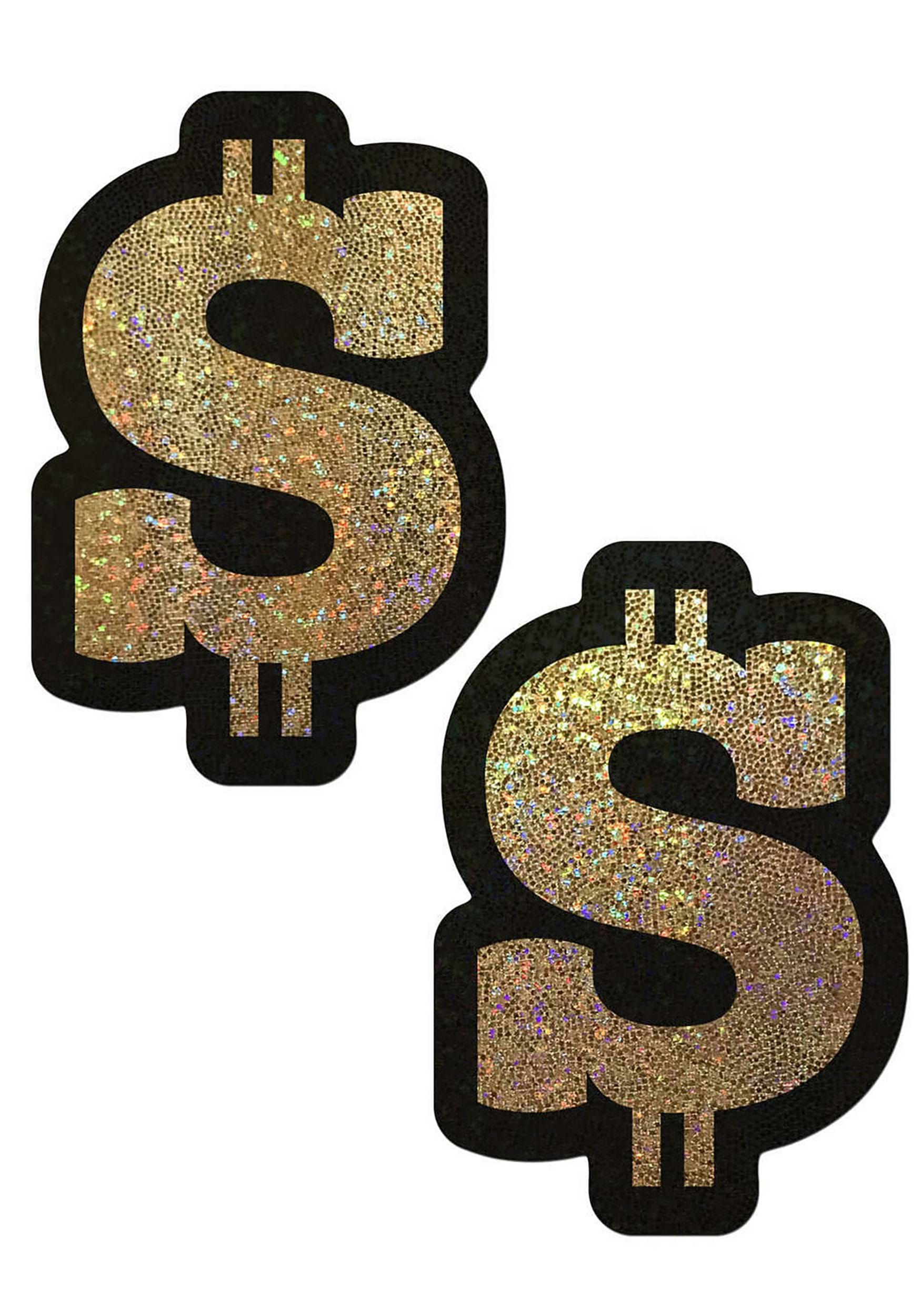 Pastaase Gold Dollar Sign Glitter Pasties para adultos Multicolor