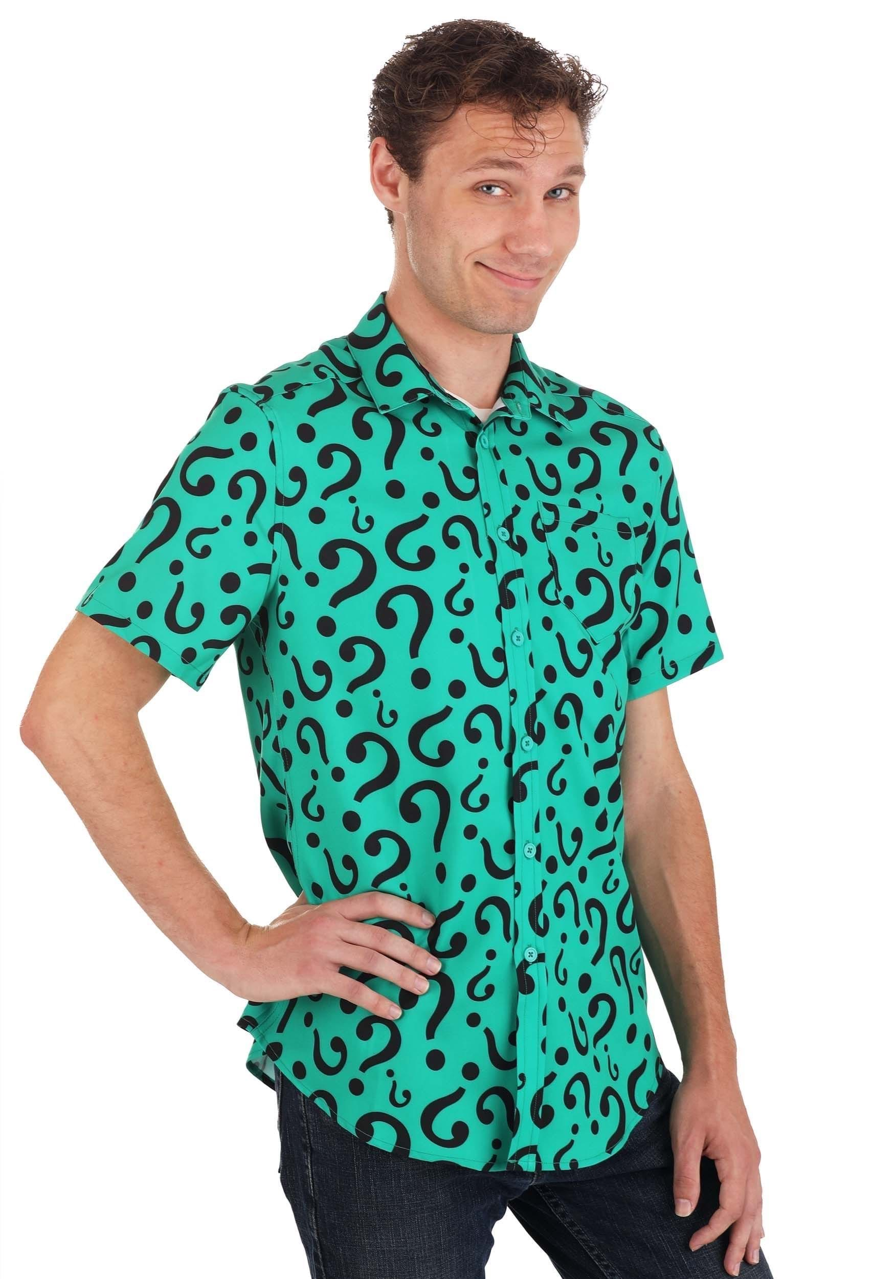 Adult The Riddler Button Up Shirt , Adult Apparel