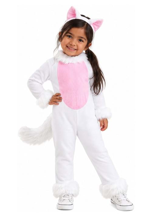 Toddler Big Tailed White Cat Costume upd