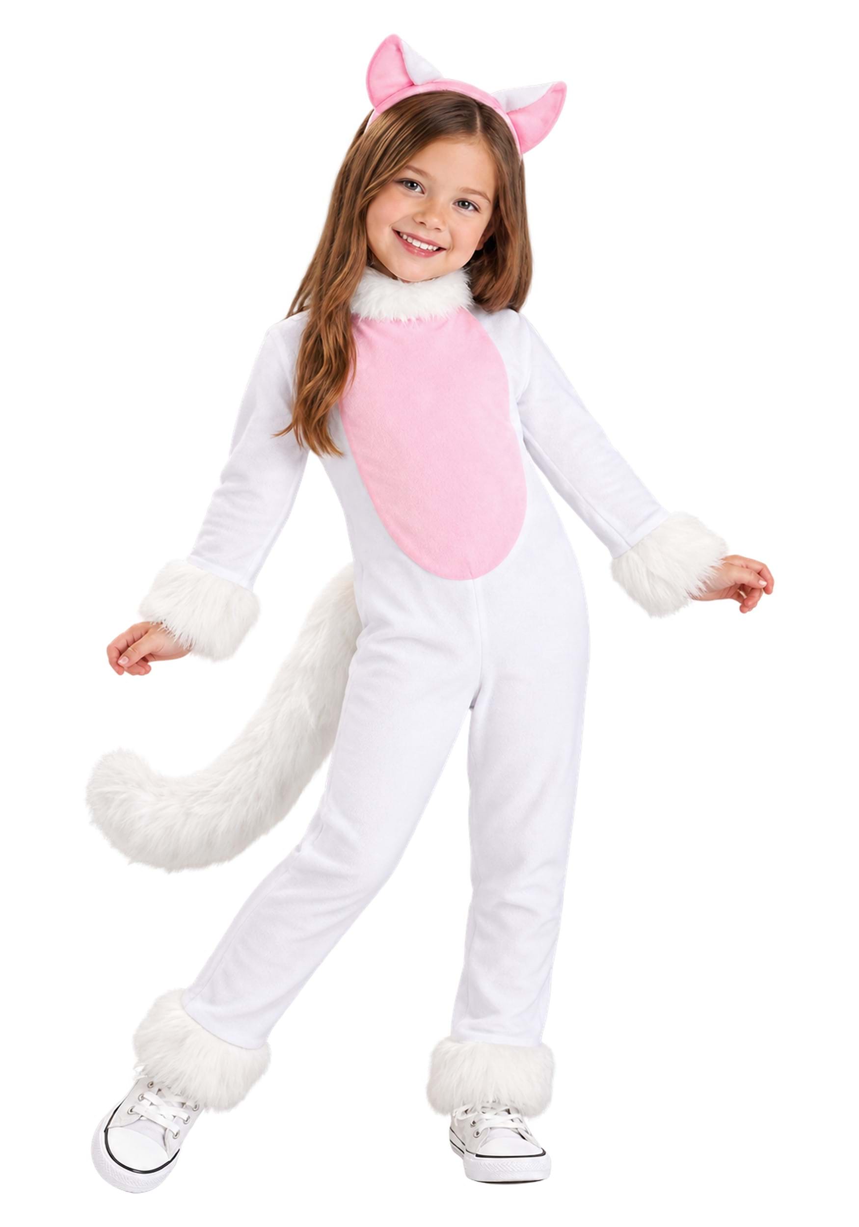 Big Tailed White Cat Costume for Kids | Kid's Cat Costumes