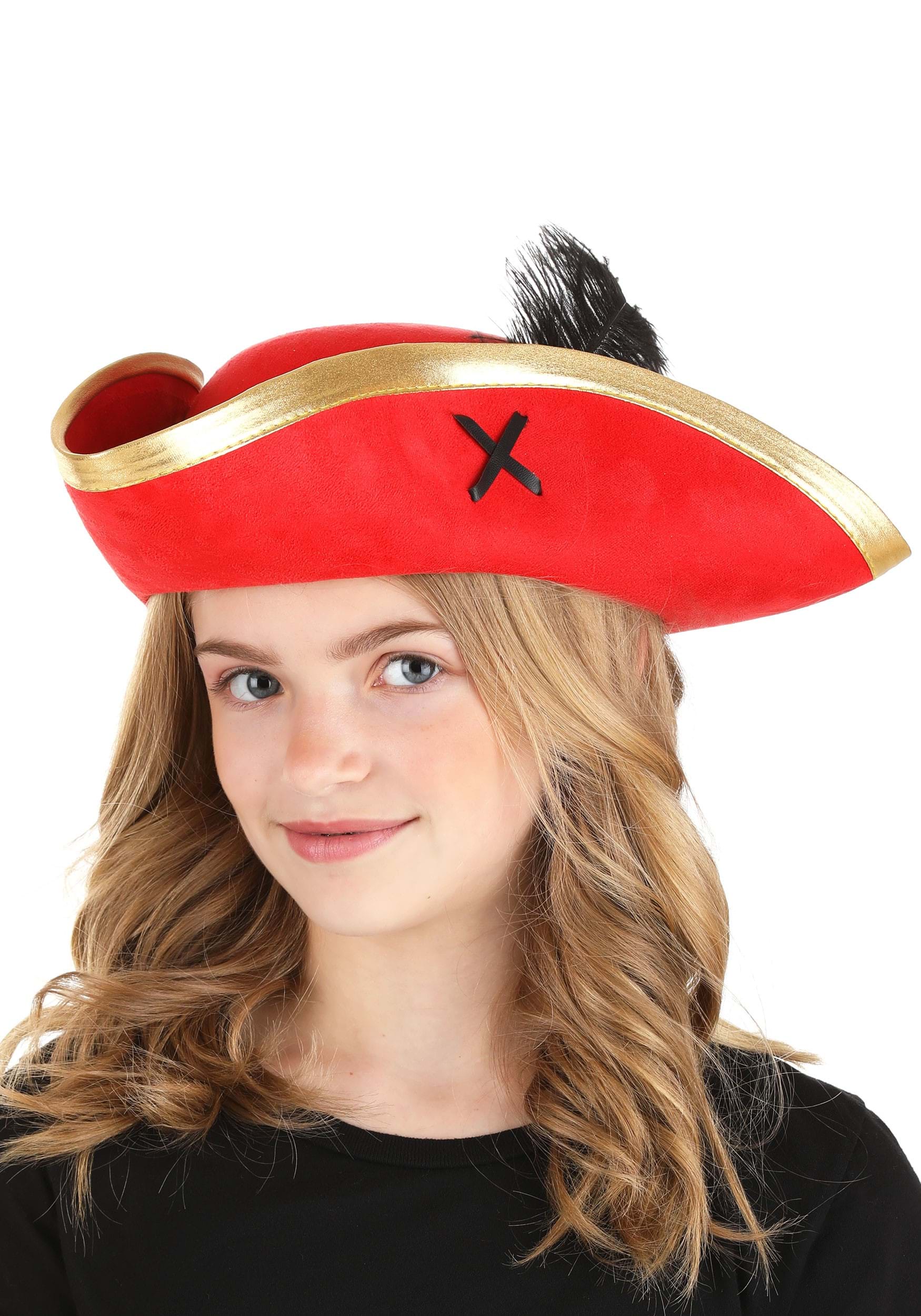 Sombrero pirata de cráneo rojo y hueso cruzado Multicolor