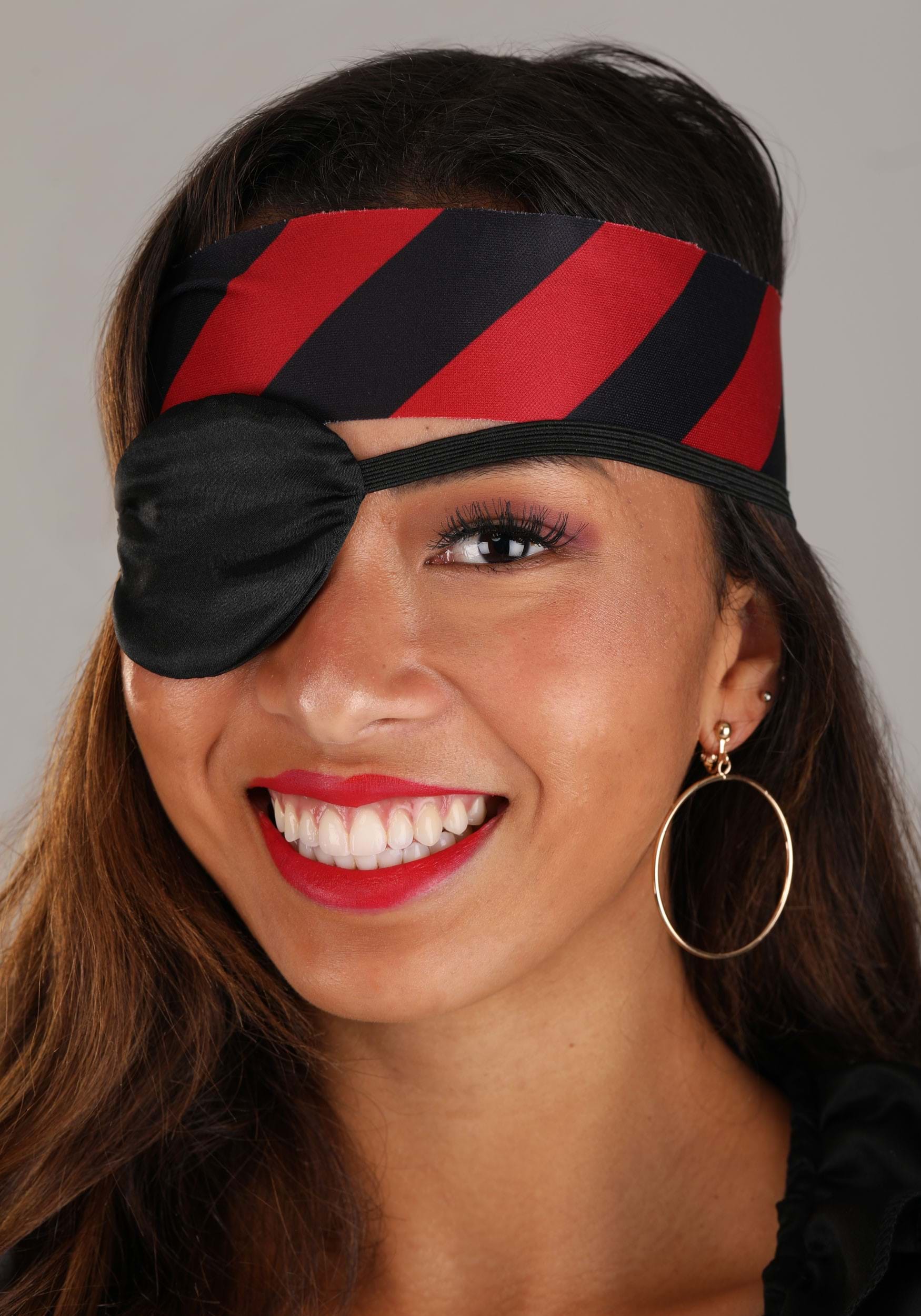 Pirate Eye Patch and Earring Accessory Kit, Size: Standard, Black