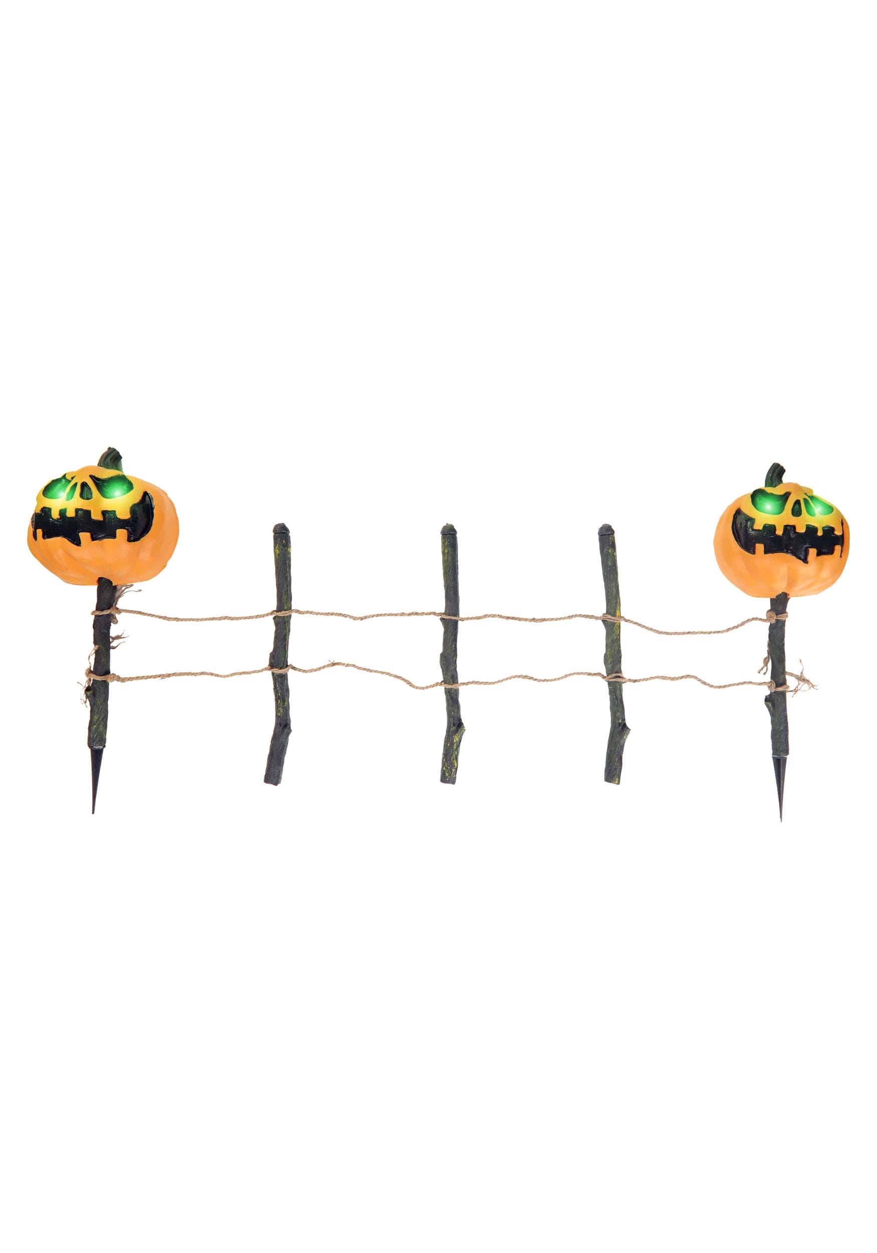 Spooky Pumpkin Fence With Green Light Decoration