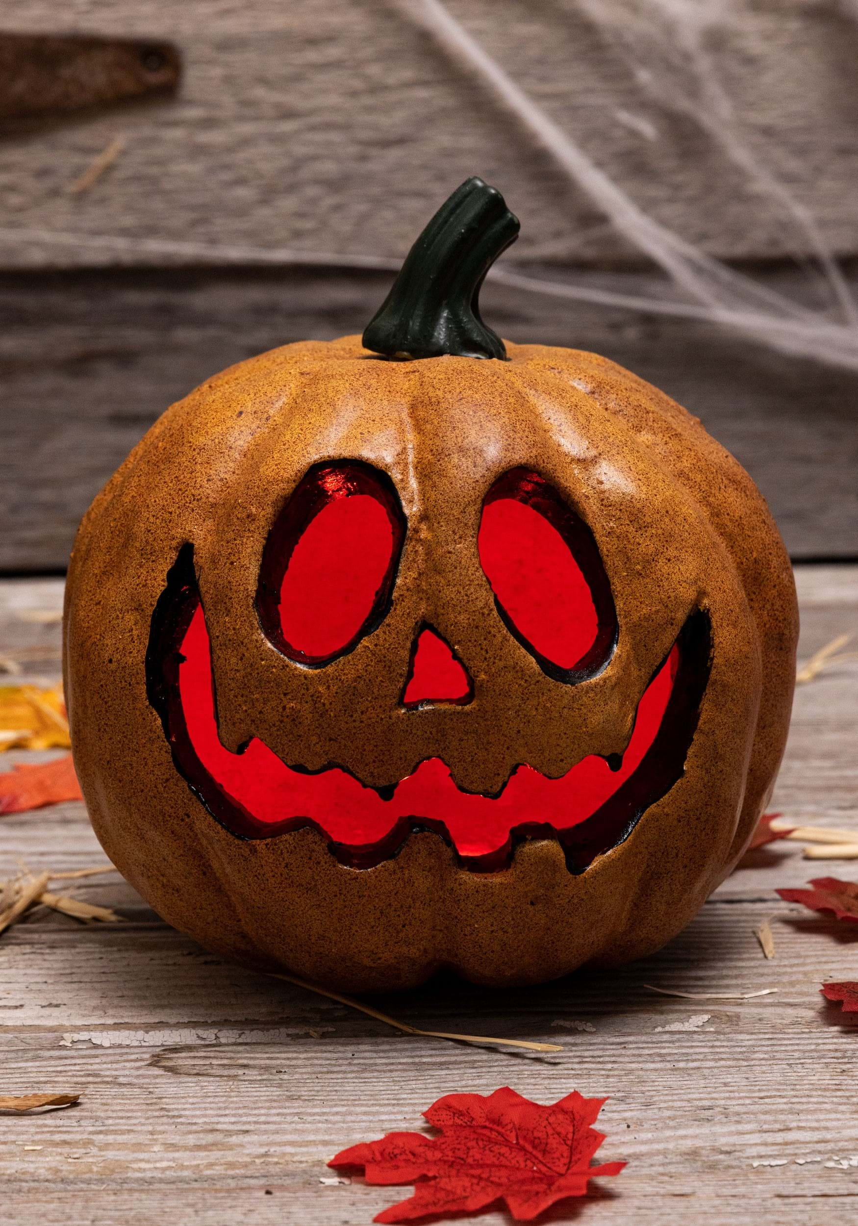 Light Up Happy Pumpkin Prop with Red Lights