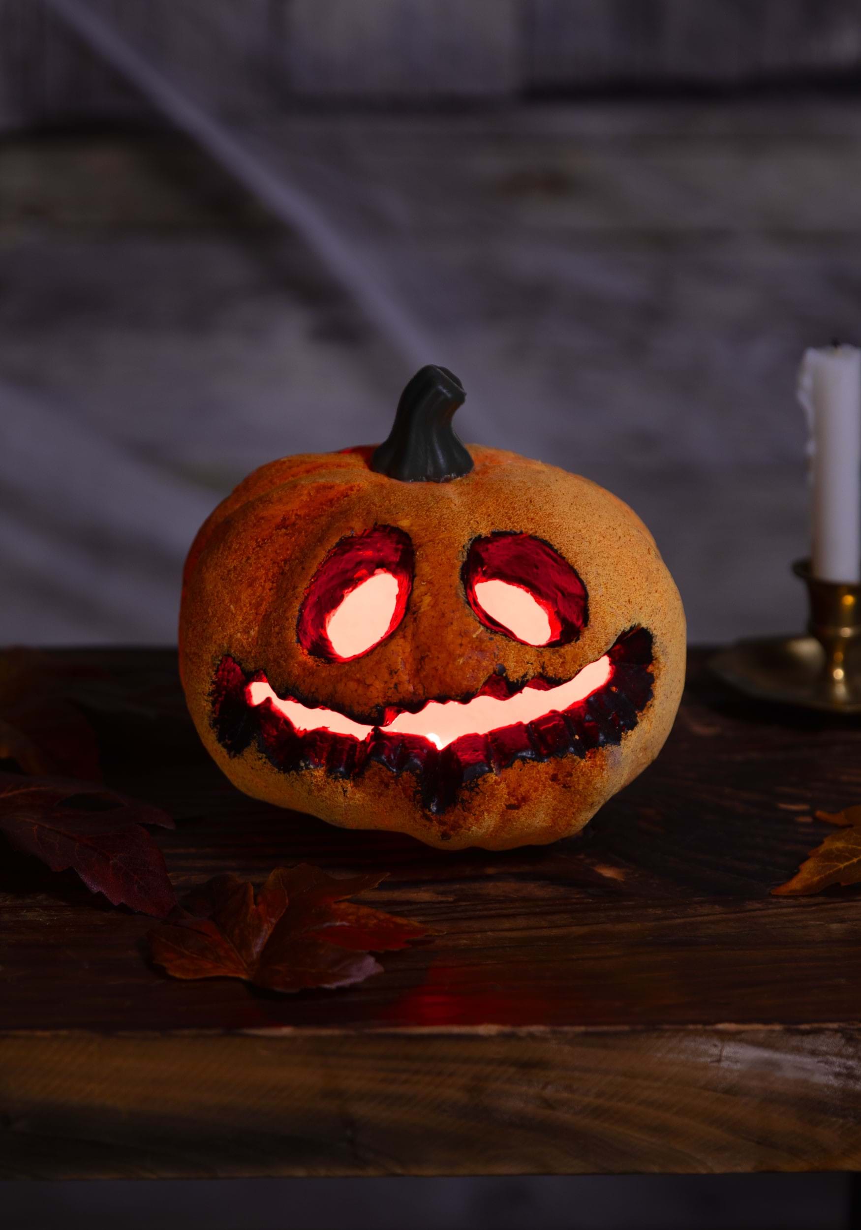 Light Up Spooky Pumpkin Face With Red Lights Halloween Decoration