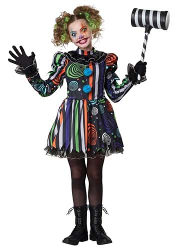 Girls Neon Nightmare Clown Costume