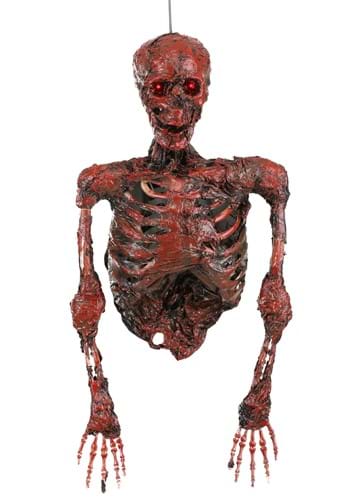Hanging Half Skeleton with Light Up Red Eyes Prop