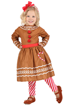 Girls Toddler Gingerbread Costume Dress Alt 3
