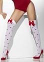 Womens White with Red Bow and Heart Print Thigh Highs Alt 1