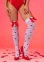 Womens White with Red Bow and Heart Print Thigh Hi Alt 2