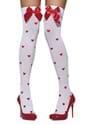 Womens White with Red Bow and Heart Print Thigh Hi Alt 4