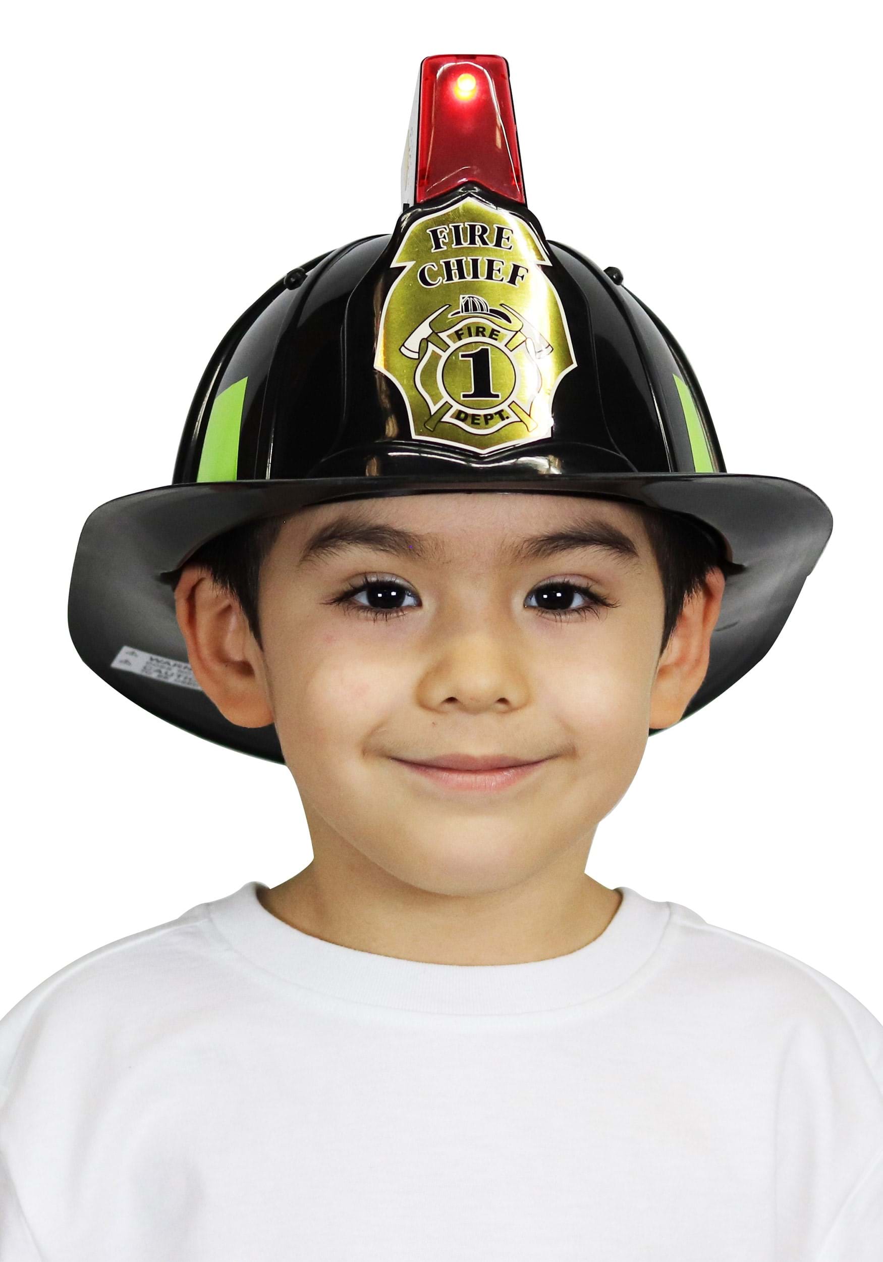 Black Light Up And Sound Kid's Fire Chief Helmet Costume